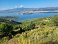 ioannina or giannena city panorama lake pamvotis in spring season greece