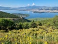 ioannina or giannena city panorama lake pamvotis in spring season greece