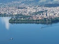 ioannina or giannena city panorama lake pamvotis in spring season greece