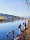 Ioannina island with no name in the morning epirus greece