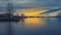 Ioannina lake sunset Royalty Free Stock Photo