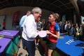 Ioc president with Bernadette Szocs