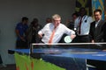 Ioc president Thomas Bach playing Table Tennis