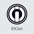 Iocoin Digital Currency Coin. Vector Coin Pictogram of IOC. Royalty Free Stock Photo