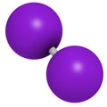 Iodine (I2) molecule. Solutions of elemental iodine are used as disinfectants