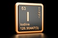 Iodine I stibium chemical element. 3D rendering Royalty Free Stock Photo