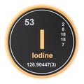 Iodine I stibium chemical element. 3D rendering