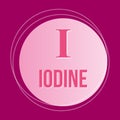 Iodine round icon, dark rose background, vector medical illustration