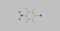 4-Iodo-1-nitrobenzene molecular structure isolated on grey