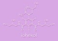 Iohexol contrast agent molecule. Used in coronary angiography procedures. Skeletal formula. Royalty Free Stock Photo