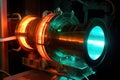 ion thruster engine glowing in the dark