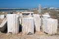 Ionian column capital, architectural detail on Delos island Royalty Free Stock Photo