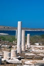 Ionian column capital, architectural detail on Delos island Royalty Free Stock Photo