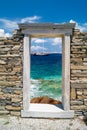 Ionian column capital, architectural detail on Delos island Royalty Free Stock Photo