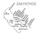 Ionian island of Zakynthos Zakinthos in Greece vector map line contour silhouette