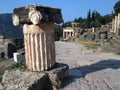 Ionian Pillar and Treasury of the Athenians, Delphi, Greece