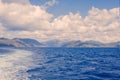 Ionian Sea skyline, a breathtaking view from an open deck of a greek ferryboa Royalty Free Stock Photo