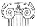 Ionic Capital, the Temple of Apollo at Base, vintage engraving