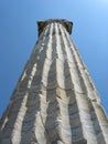 Ionic column against blue sky, ancient city Priene, Turkey Royalty Free Stock Photo