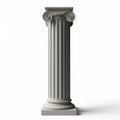 Ionic Column Capital and Shaft in Light Gray Stone on White Background architecture ancient Royalty Free Stock Photo