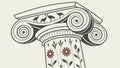 Ionic Column Capital with Stylized Floral Patterns, Classic Architecture, vector design Generative AI Royalty Free Stock Photo