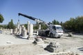 Ionic columns being restored by archaeologists