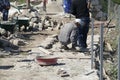 Ionic columns being restored by archaeologists