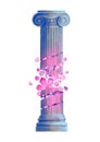 Ionic Order Column with oleander flowers Royalty Free Stock Photo