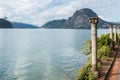 Ionic order columns at lake Lugano in Switzerland