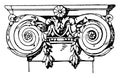 Ionic Pilaster Capital, volutes, vintage engraving