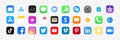 IOS 13/14 icons, Apple inc, popular social media - Tiktok, Instagram, Facebook, Twitter, Youtube, Vimeo, Pinterest, Linkedin,