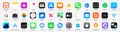 IOS 15 icons Apple inc: Apple Store, Apple ID, Swift UI, CardPointers, Widgets, SharePlay, Podcasts, iTunes, iBooks, Apple TV,