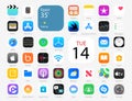 IOS 15 icons Apple inc: Apple Store, Apple ID, Swift UI, CardPointers, Widgets, SharePlay, Podcasts, iTunes, iBooks, Apple TV,