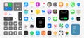 IOS 15 icons Apple inc: Apple Store Apple ID Swift UI CardPointers Widgets SharePlay Podcasts, iTunes iBooks, Apple TV,