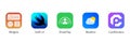 IOS 15 icons Apple inc: Swift UI, Widgets, SharePlay, Weather, CardPointers logos. Kyiv, Ukraine - October 10, 2021