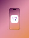 iOS 17 version operating system on the iPhone screen, latest software update. Cupertino, United States - May 22 2023.
