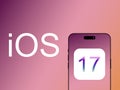 iOS 17 version operating system on the iPhone screen, latest software update. Cupertino, United States - May 22 2023.
