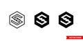 Iostoken cryptocurrency icon of 3 types color, black and white, outline. Isolated vector sign symbol