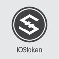 Iostoken Virtual Currency - Vector Coin Symbol.