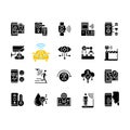 IoT black glyph icons set on white space Royalty Free Stock Photo