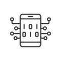 IoT code, icon in line design. IoT, code, internet, things, digital, connectivity, network on white background vector