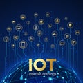 IOT concept. Internet of things. Global network connection. Monitoring and control smart systems icons. Vector illustration Royalty Free Stock Photo