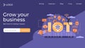 IOT flat tiny persons vector illustration landing page template design.