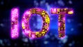 IOT glowing pink - yellow neon text in cyber punk style - industrial 3D rendering