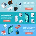 Iot household isometric banners set Royalty Free Stock Photo