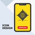 IOT, internet, things, of, global Glyph Icon in Mobile for Download Page. Yellow Background