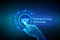 IOT. Internet of Things technology concept on virtual screen. Wireless communication network. Intelligent system automation. Royalty Free Stock Photo