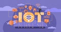 IOT, internet of things vector illustration. Tiny gadgets persons concept.