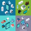 Iot 4 isometric icons square banner Royalty Free Stock Photo