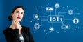 IoT security theme with business woman Royalty Free Stock Photo